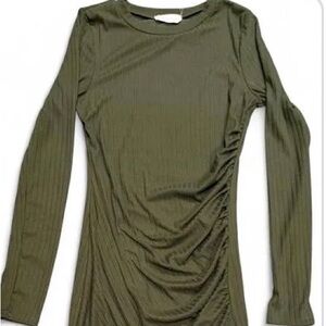 Altar'd State Olive Green Long-Sleeve Ruched Bodycon Dress